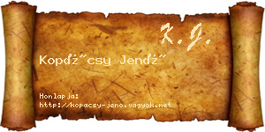 Kopácsy Jenő névjegykártya